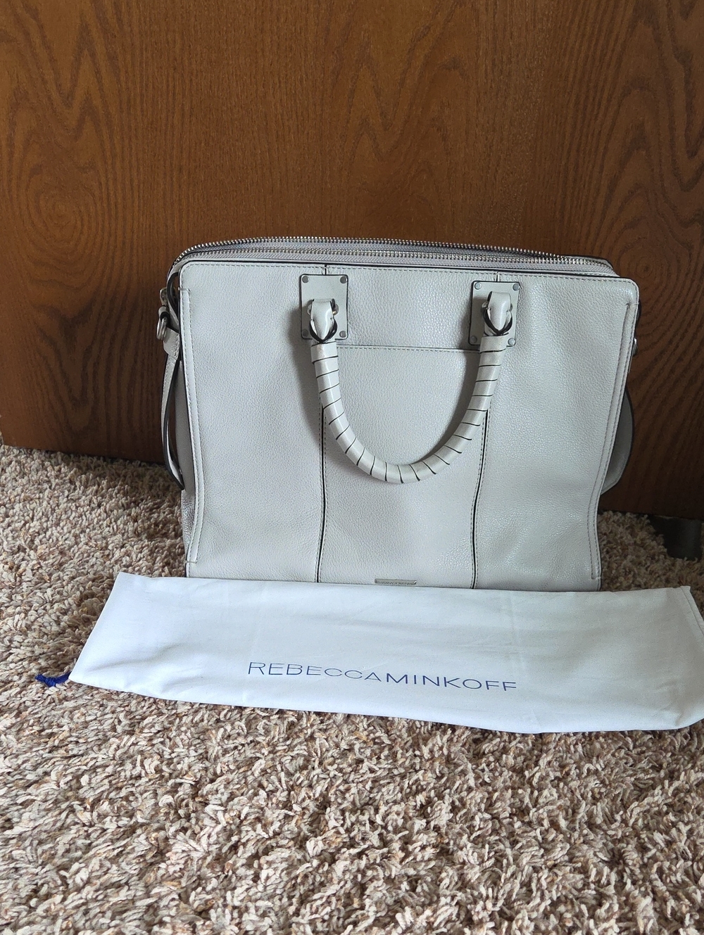 Rebecca Minkoff Off-White Leather Satchel with Top Handles